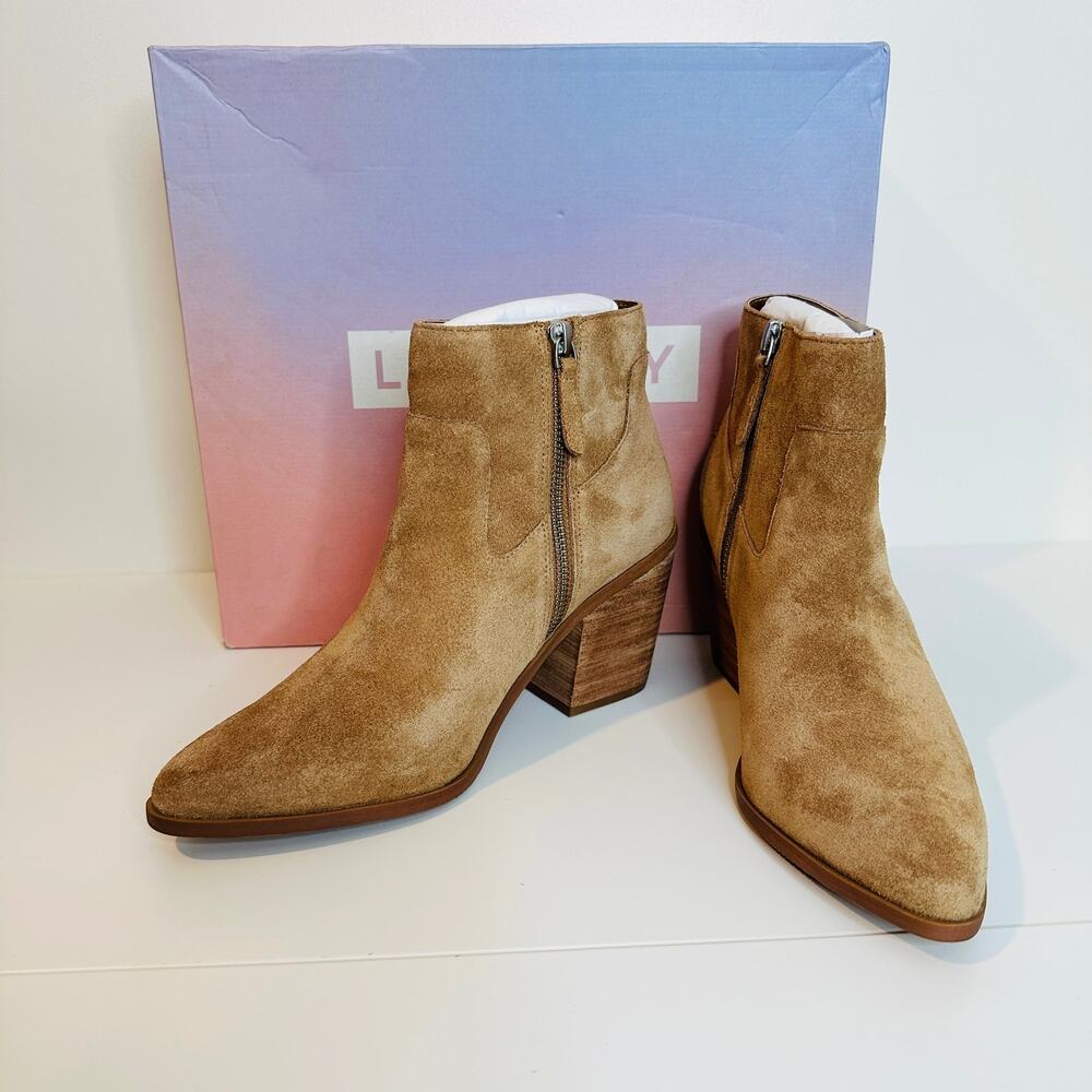 Lisa Vicky Suede Ankle Boots Women’s 7.5 Saddle Brown KEY-V New with Box